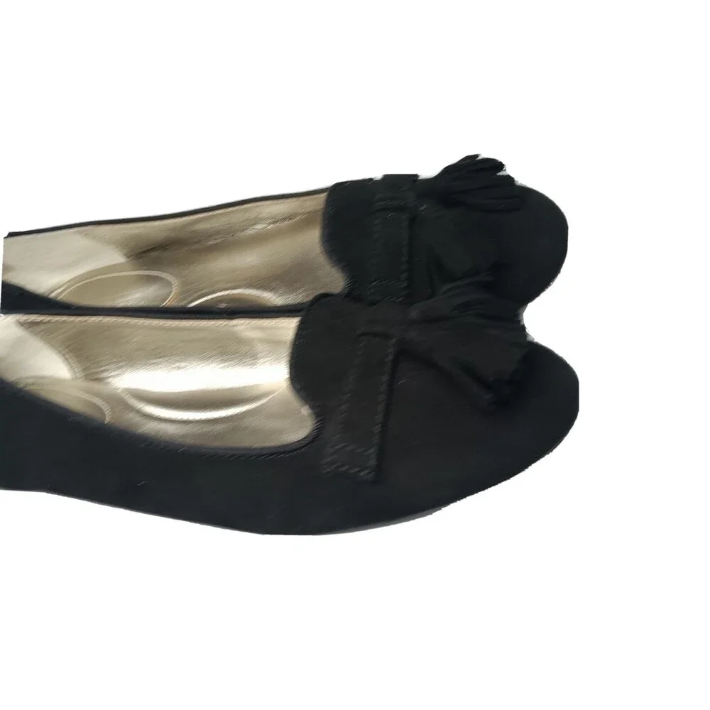 Coach Deedra Black Suede Flats Shoes Women's Size 7 B Light Weight